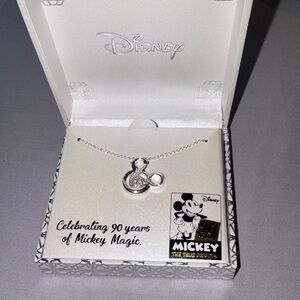 NIB Disney Silver and Crystal Mickey Mouse Necklace